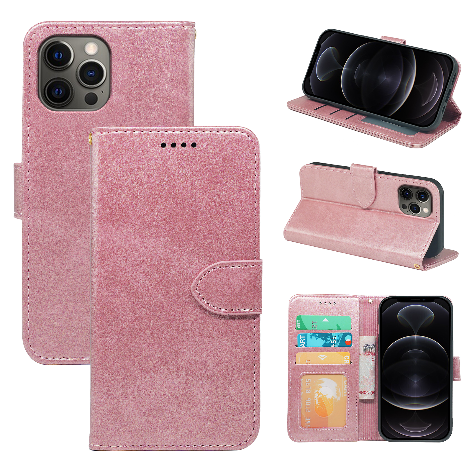 iPhone 12 Series Book Flip Leather Wallet Case with Card Holder