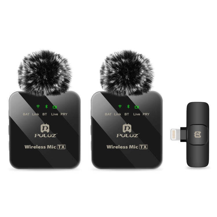 PULUZ Wireless Lavalier Microphone for iPhone / iPad, 8-Pin Receiver and Dual Mi