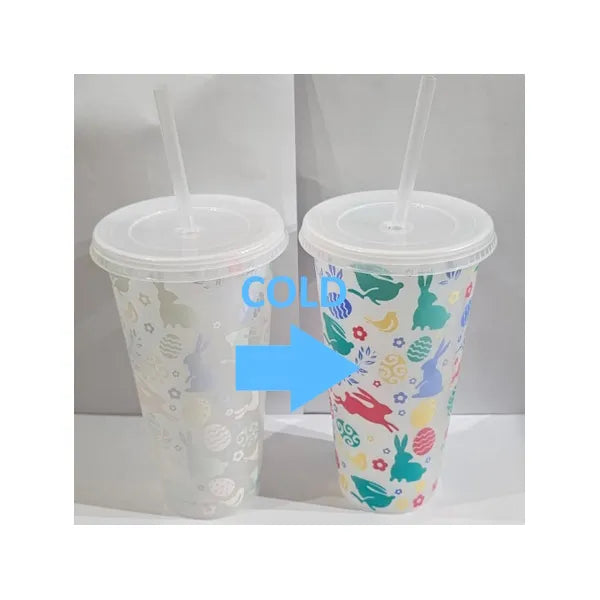 Bunny Easter Tumbler | 24oz Colour Changing Tumbler Cup – Hot & Cold Reactive Reusable Drink Cup