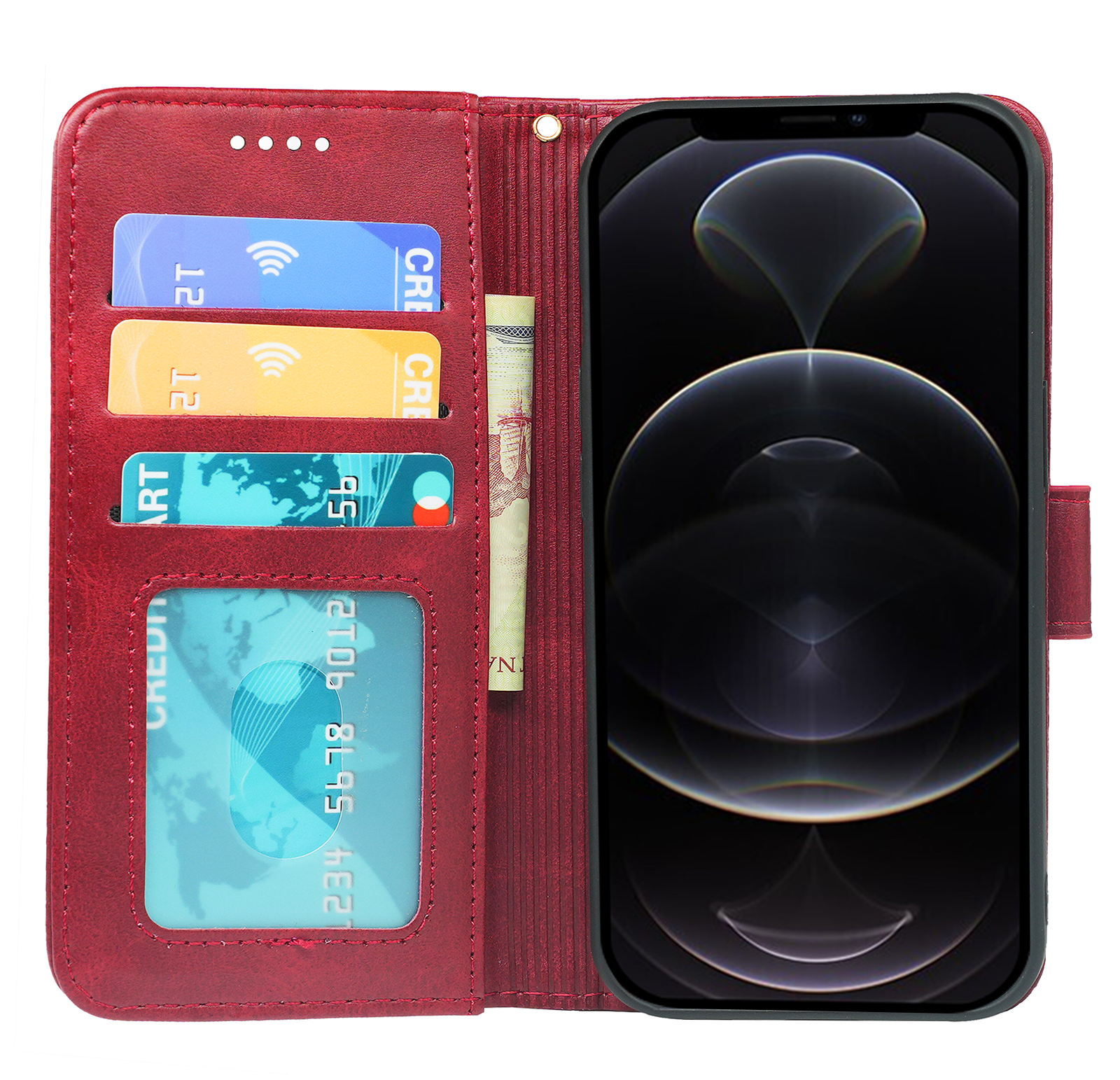 iPhone 16 Series Book Flip Case Leather Wallet