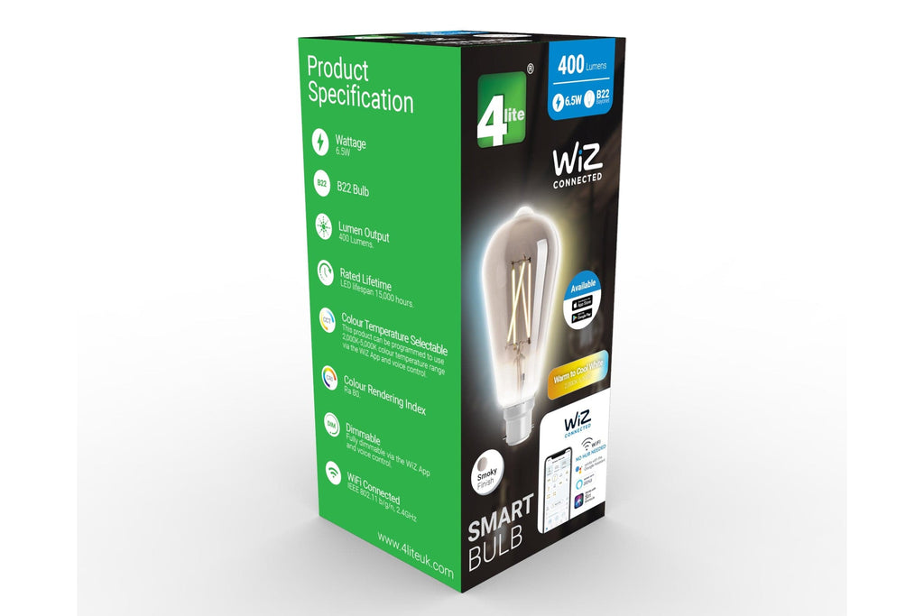 4lite WiZ Connected ST64 Smoky White WiFi LED Smart Bulb - B22 Bayonet