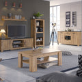 Rapallo 1 Drawer Bookcase in Chestnut and Matera Grey
