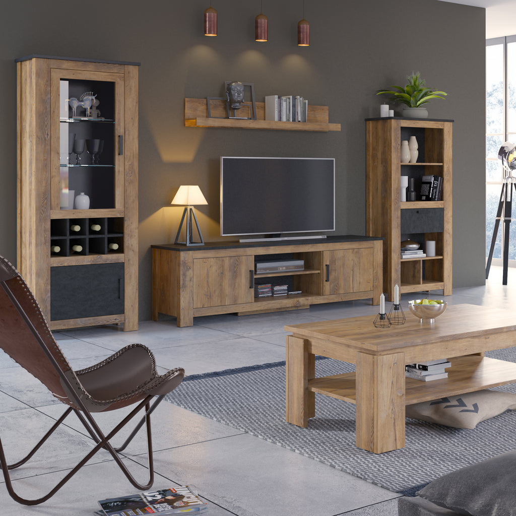 Rapallo Extending Dining Table 160x200cm in Chestnut and Matera Grey