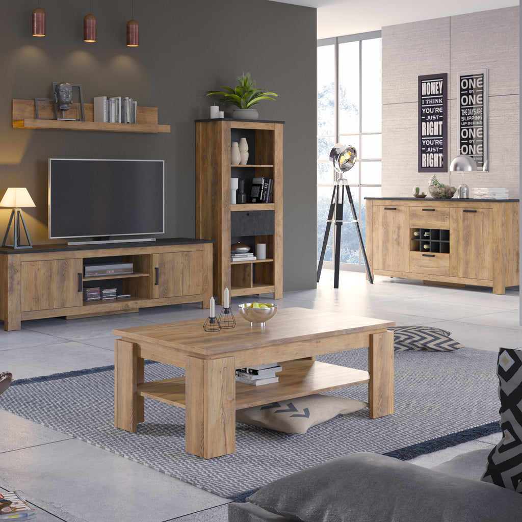 Rapallo Extending Dining Table 160x200cm in Chestnut and Matera Grey