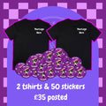 Big Sals Mega Bundle – 2 Custom T-Shirts + 50 Die-Cut Stickers