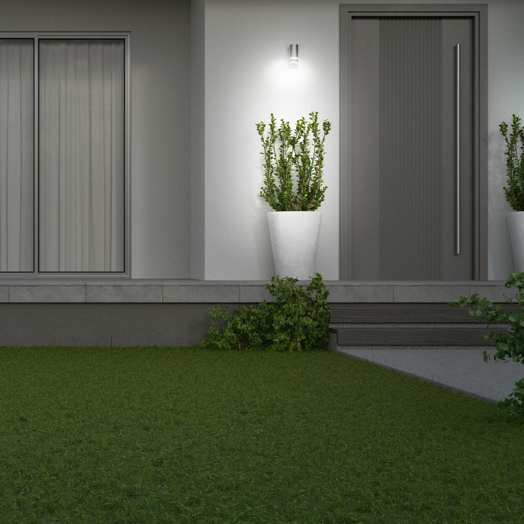 4lite Marinus GU10 Single Direction Outdoor Wall Light with PIR - Stainless Steel