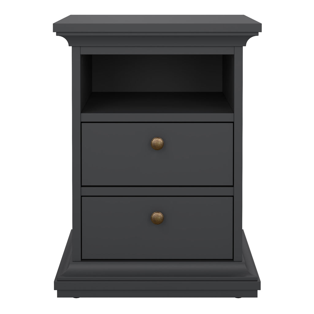 Paris Bedside 2 Drawers in Matt Grey