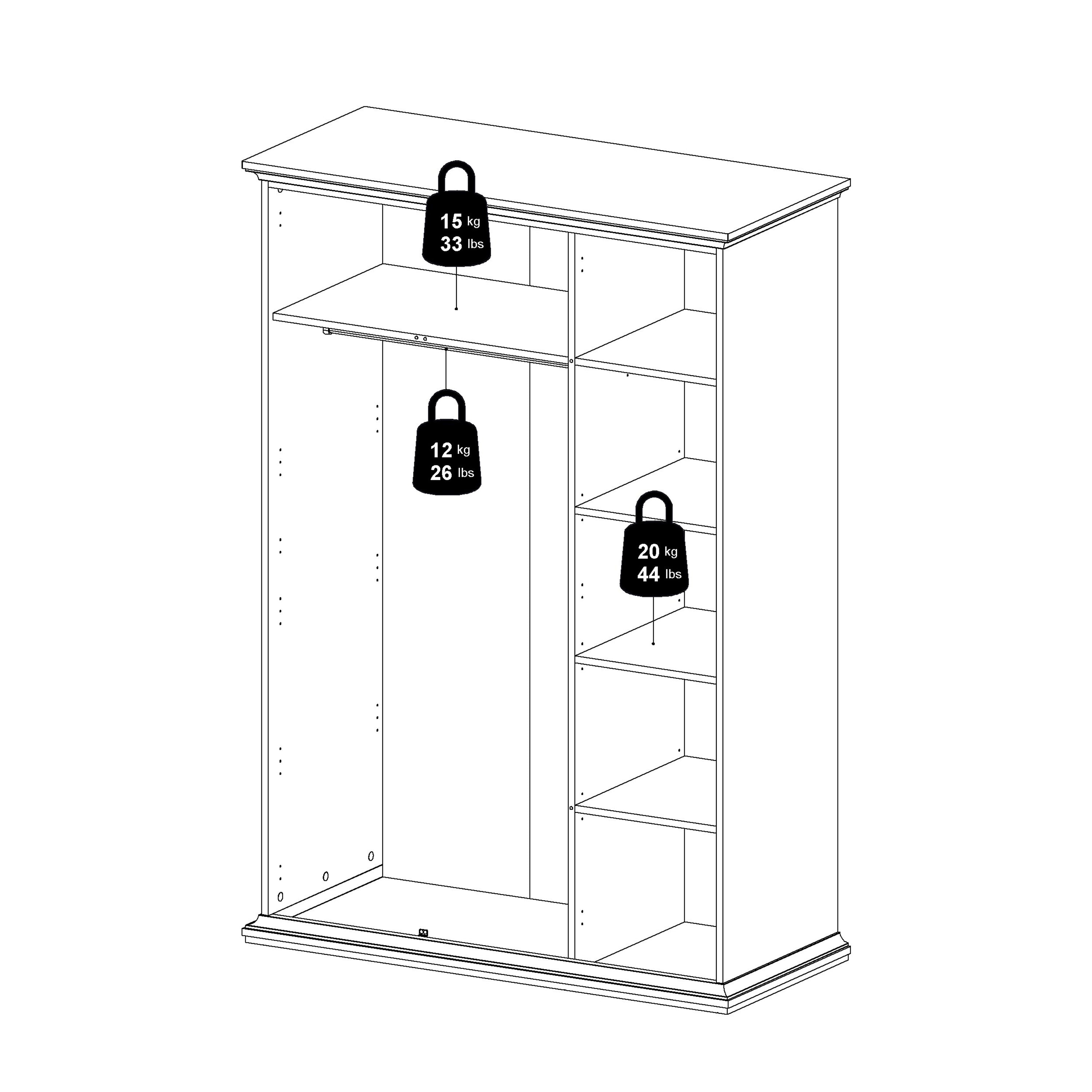 Paris Wardrobe with 3 Doors in White
