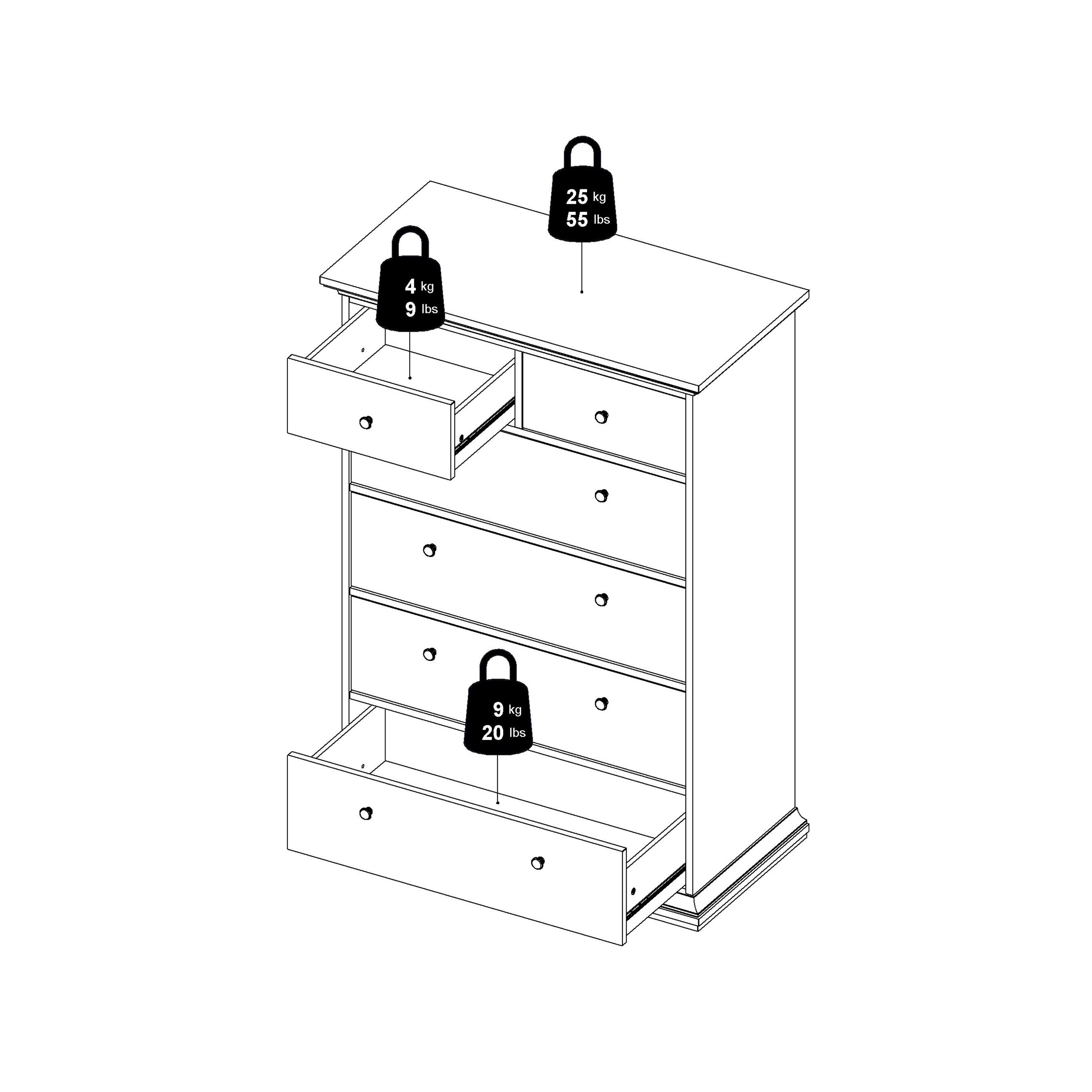 Paris Chest of 6 Drawers in White