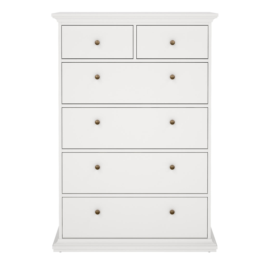 Paris Chest of 6 Drawers in White