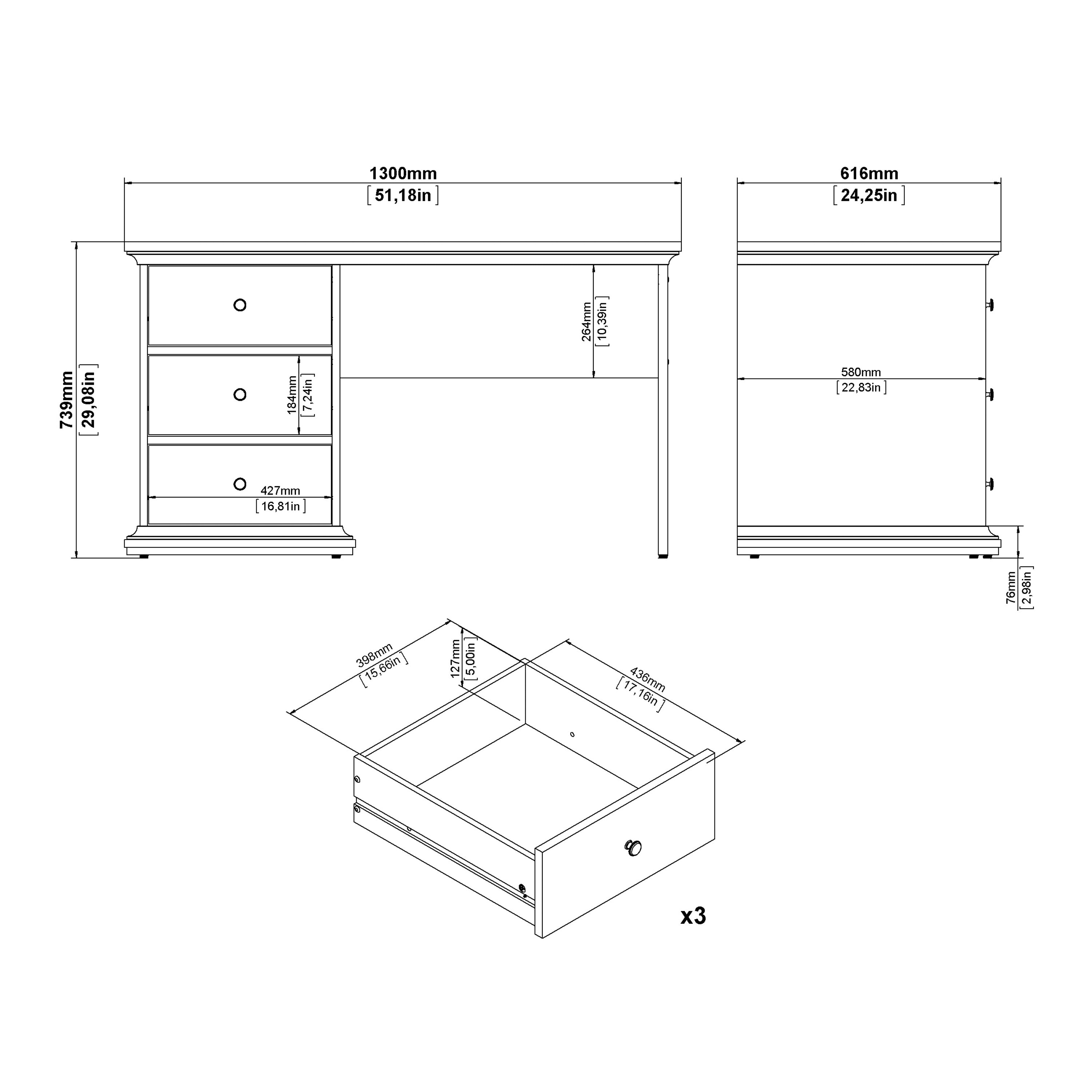 Paris Desk in Matt Grey