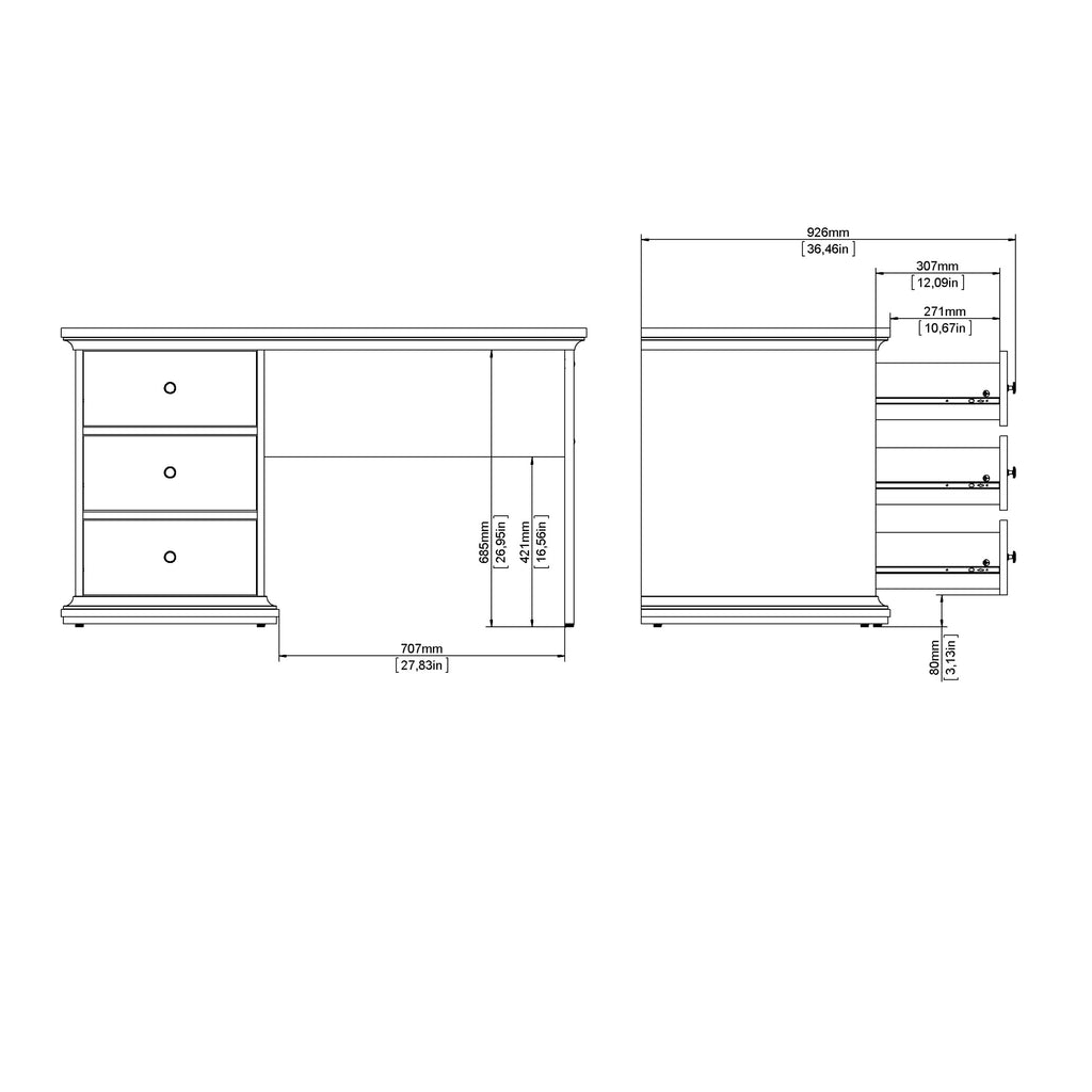 Paris Desk in Matt Grey