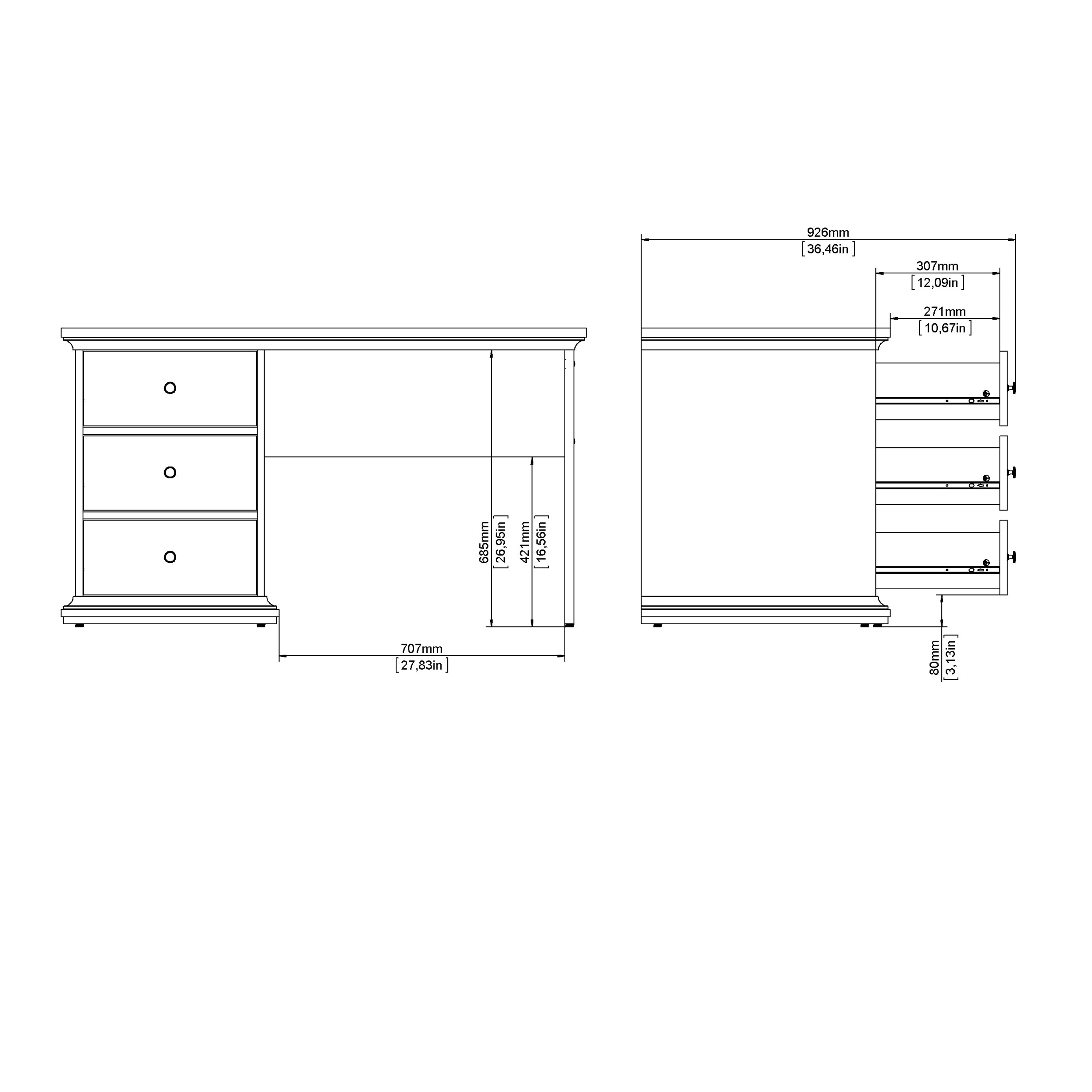 Paris Desk in Matt Grey