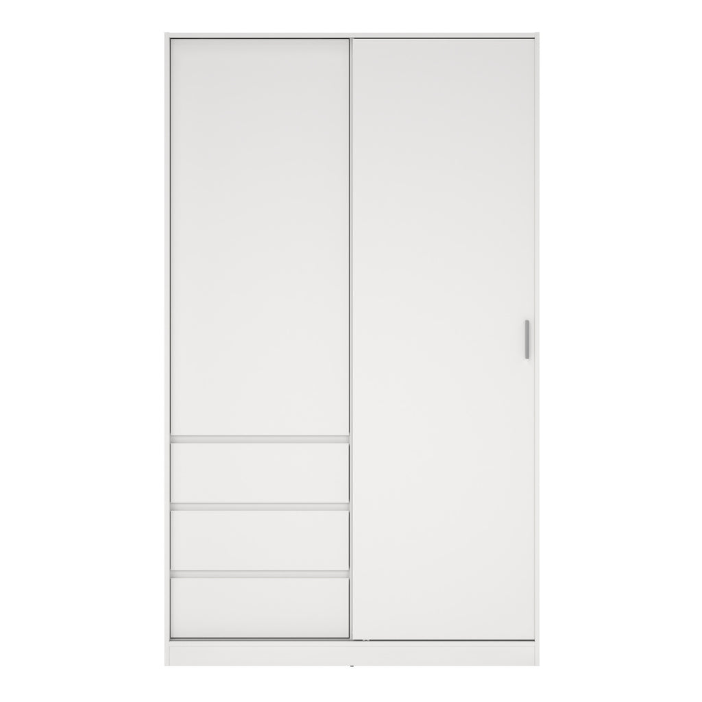 Naia Wardrobe with 1 Sliding Door and 1 Door + 3 Drawers in White