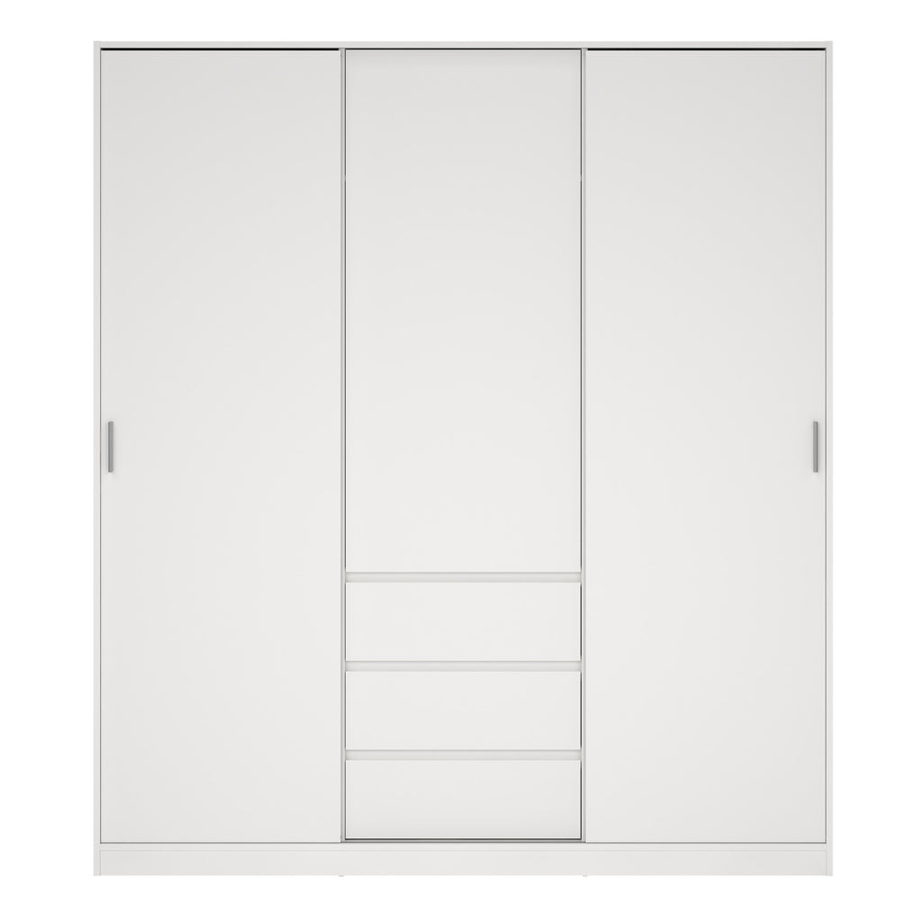 Naia Wardrobe with 2 Sliding Doors + 1 Door + 3 Drawers in White