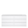 Naia Wide Chest of 6 Drawers (3+3) in White High Gloss