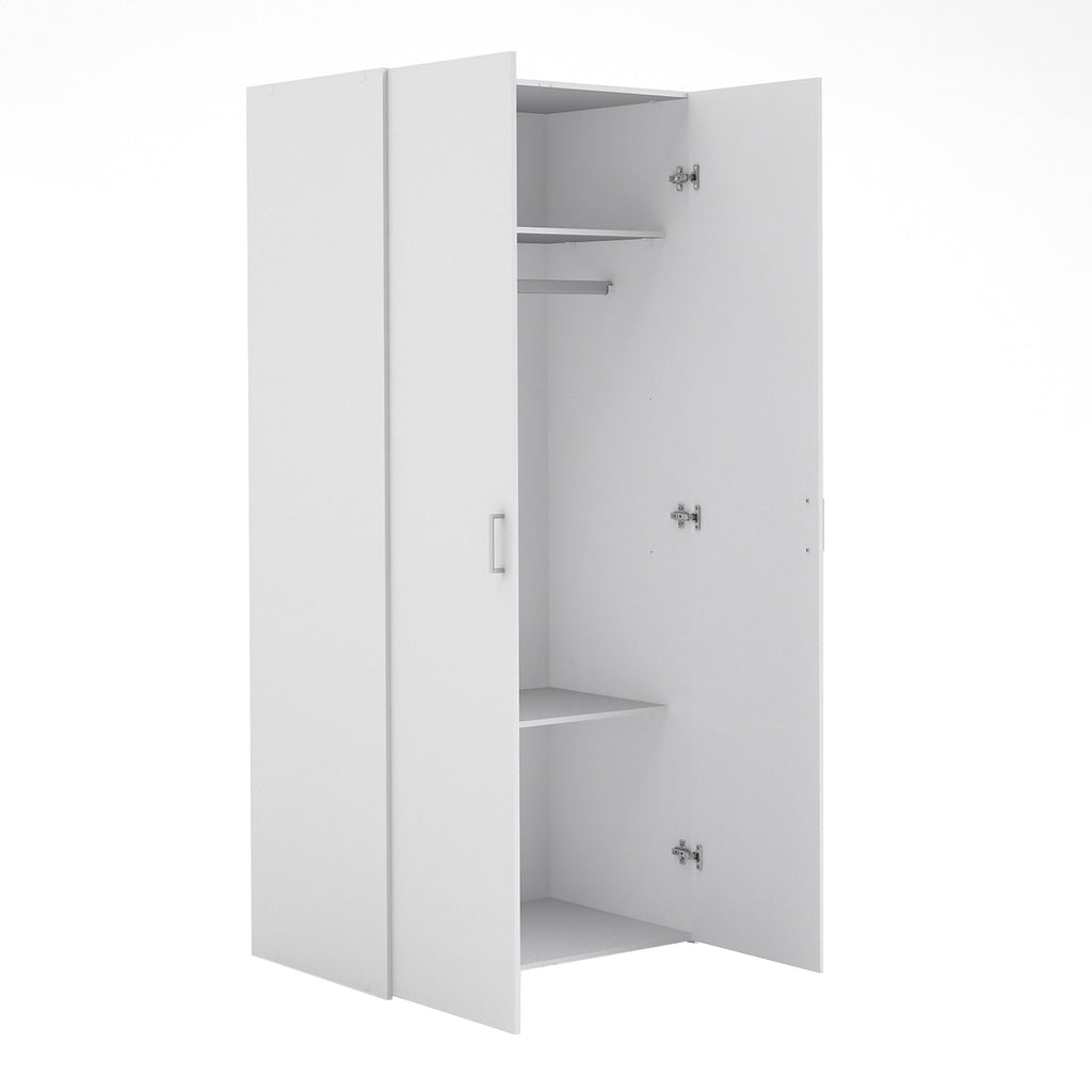 Space Package - Bedside 1 Drawer + Chest of 3 Drawers + Wardrobe with 2 Doors in White