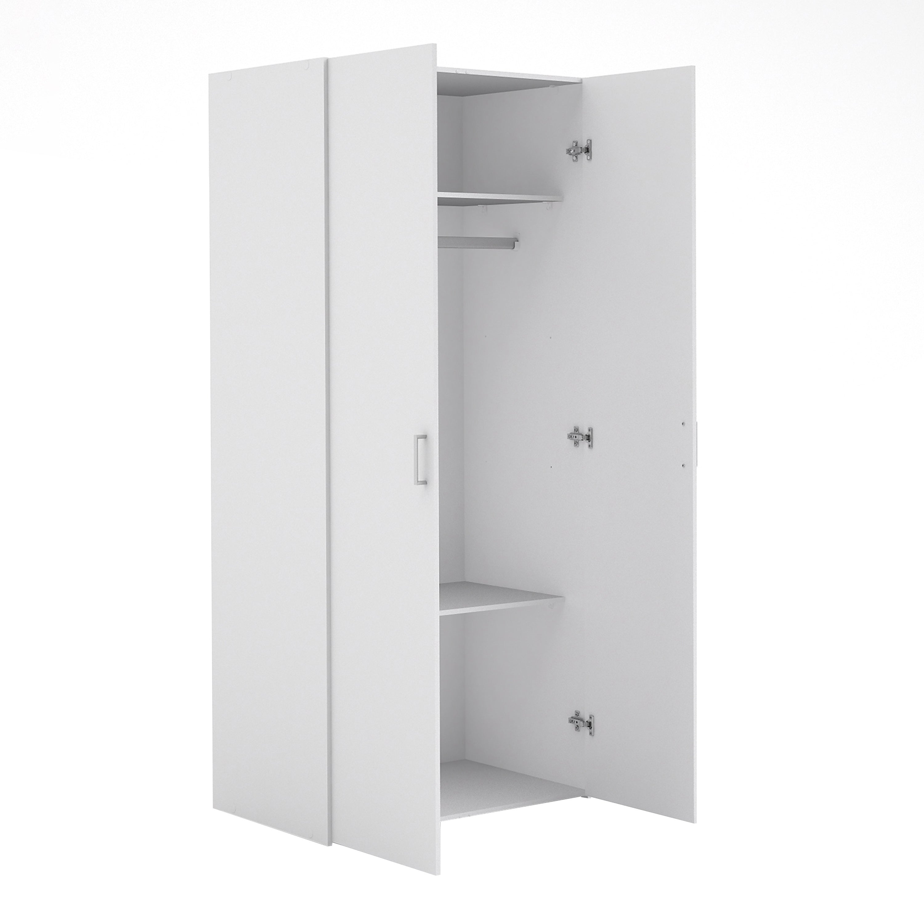 Space Package - Bedside 1 Drawer + Chest of 3 Drawers + Wardrobe with 2 Doors in White