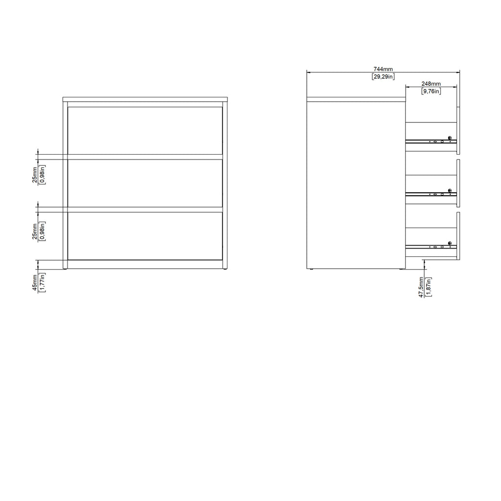Next Chest 3 drawers Jackson Hickory White high gloss