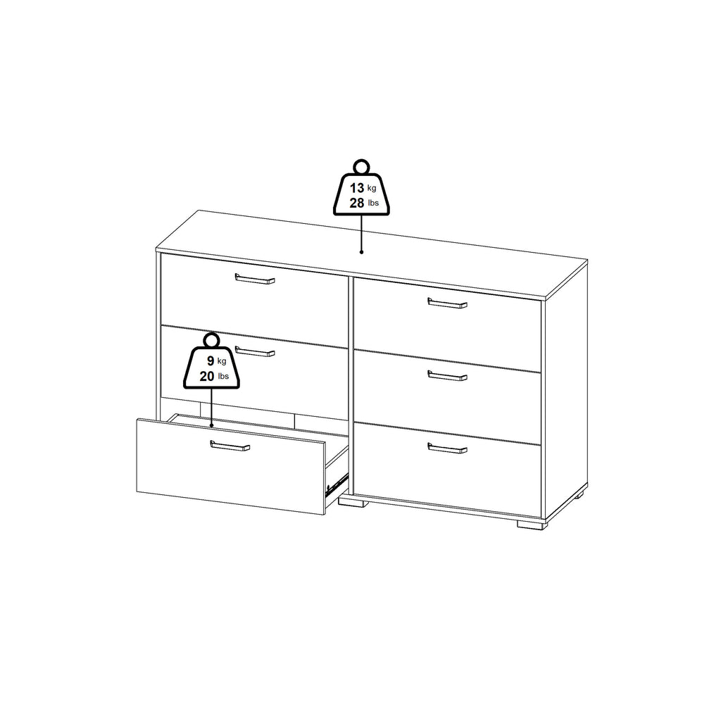 Sofia Double dresser 6 drawers White