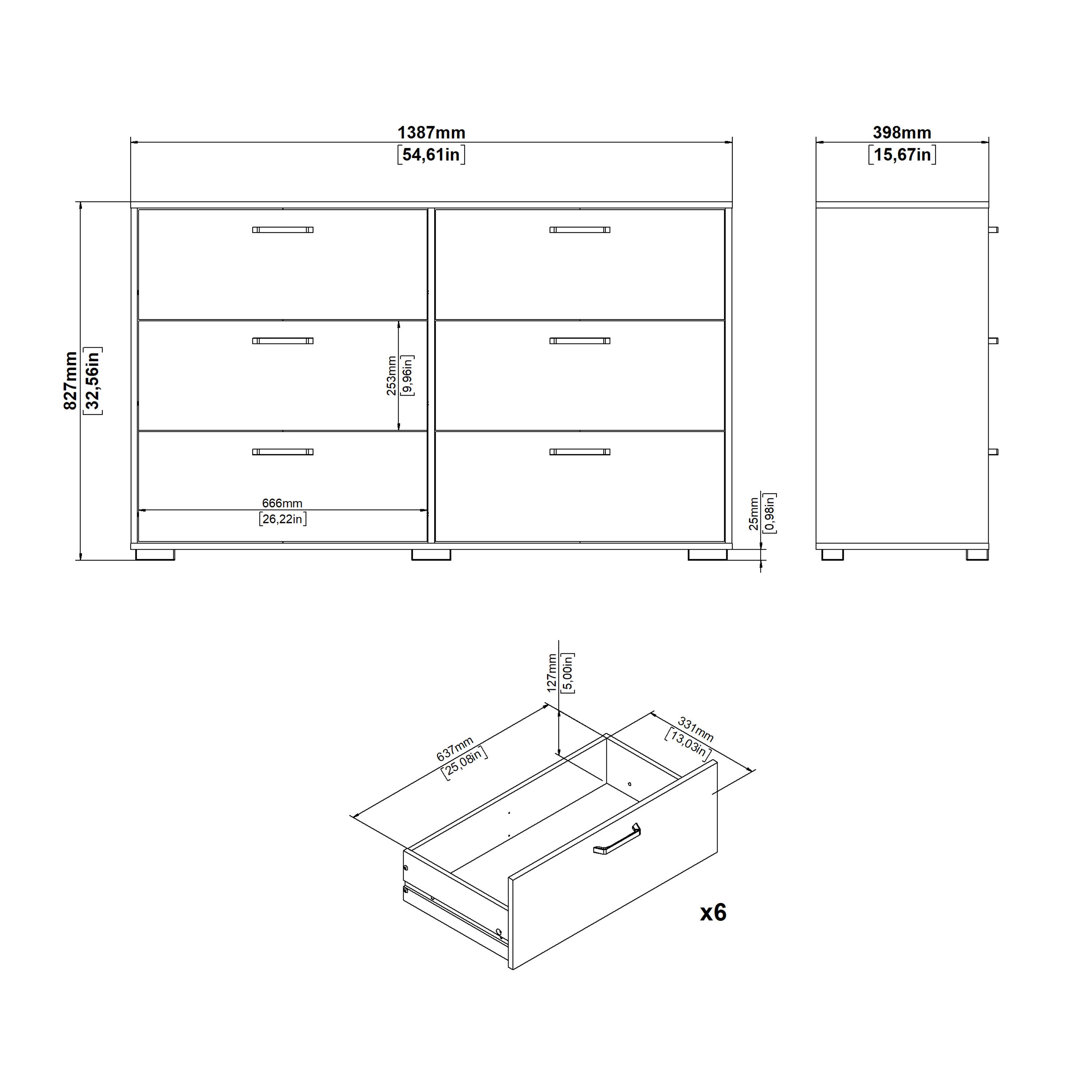 Sofia Double dresser 6 drawers Jackson Hickory
