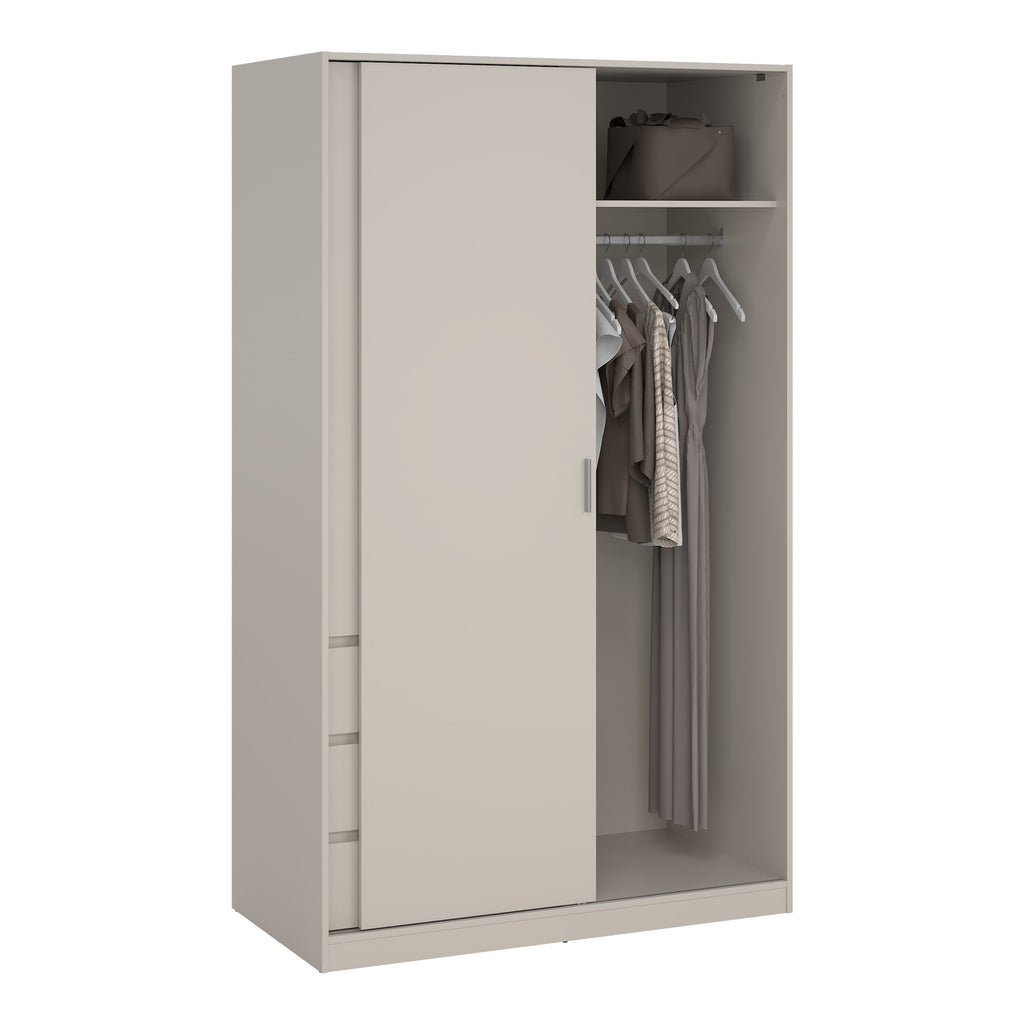 Naia Wardrobe with 1 Sliding Door 1 Std Door & 3 Drawers in Cashmere