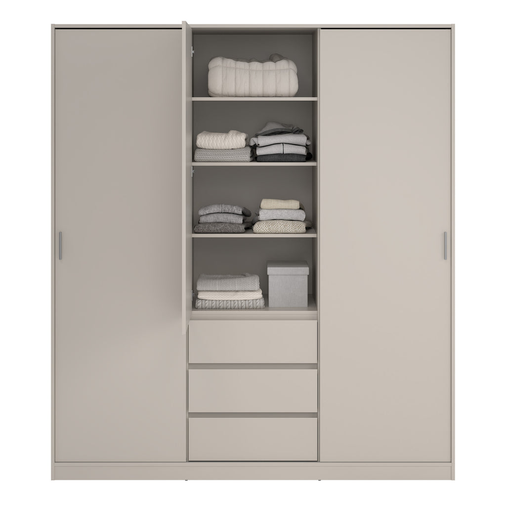 Naia Wardrobe with 2 sliding Doors 1 Door 3 Drawers in Cashmere