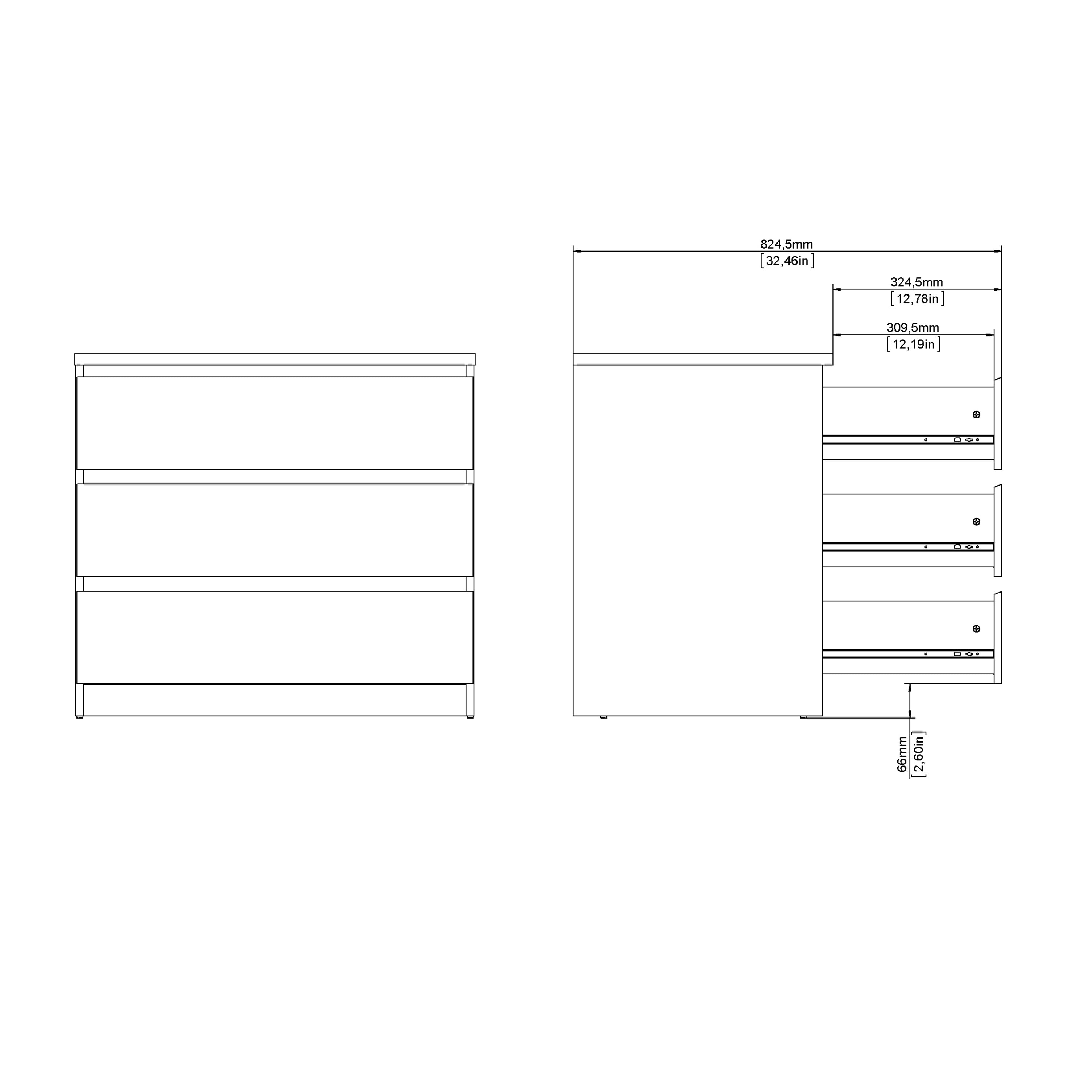 Naia Chest of 3 Drawers in Cashmere