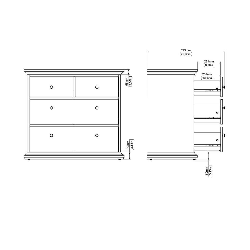 Paris Chest of 4 Drawers in Cashmere