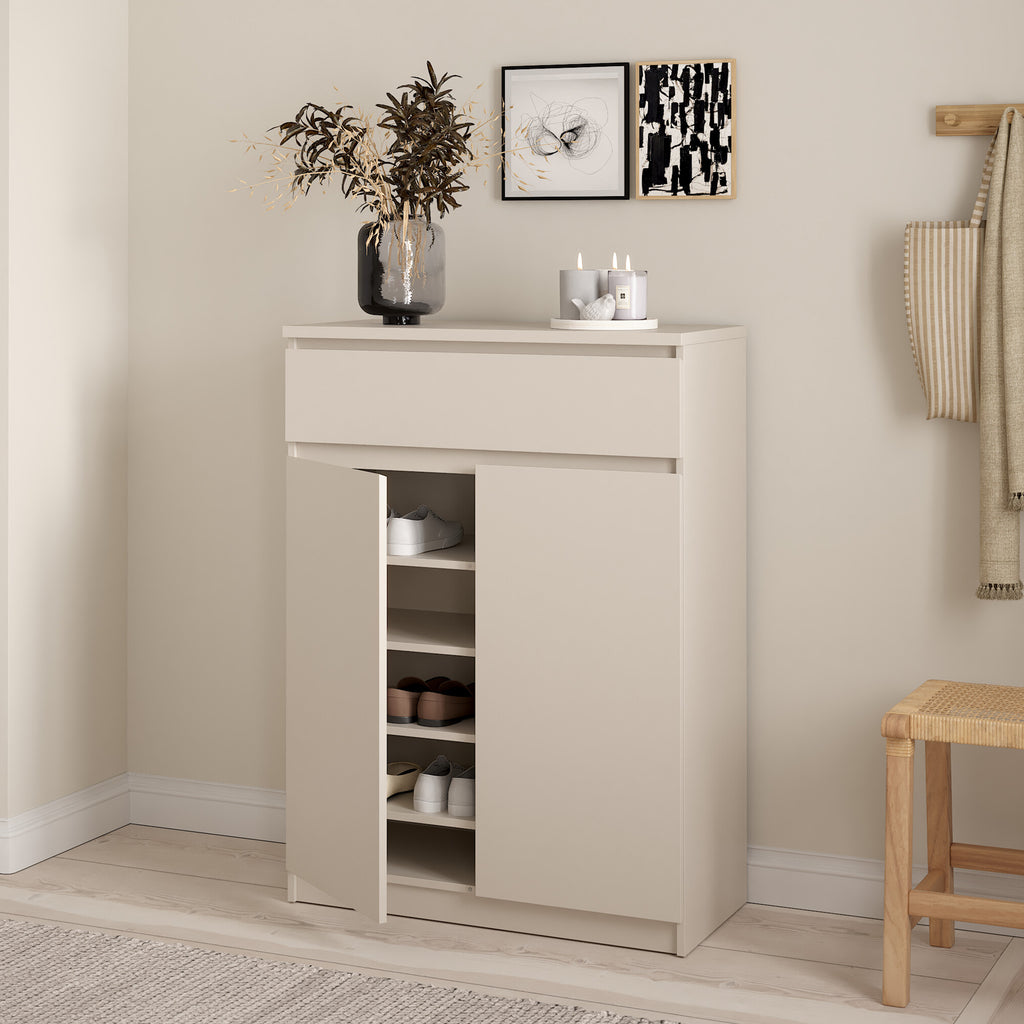 Naia Shoe cabinet with 2 Doors 1 Drawer in Cashmere