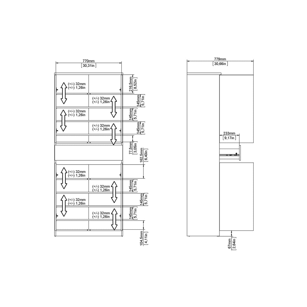 Naia Shoe cabinet with 4 Doors 1 Drawer in Cashmere