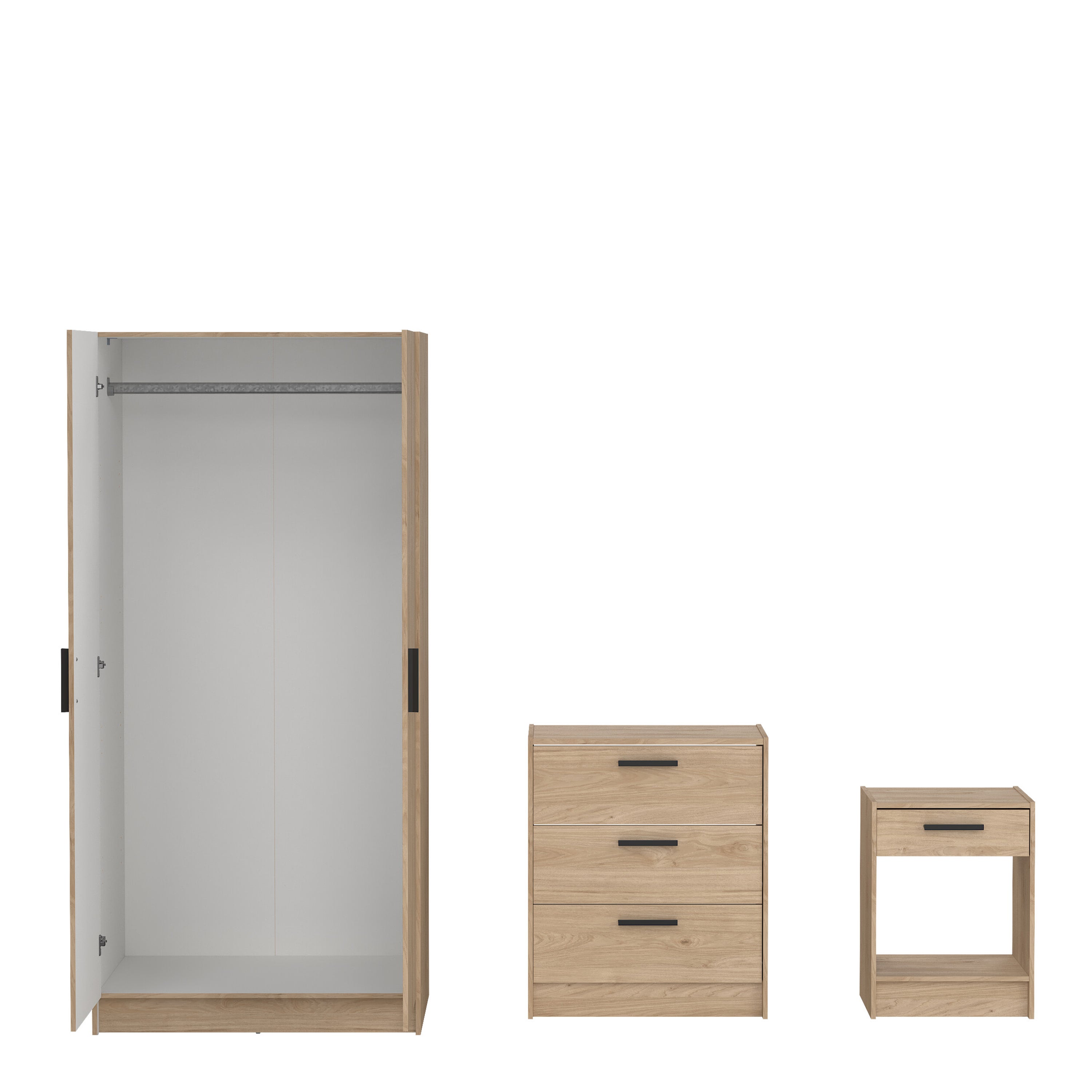Escape Wardrobe, Chest and Nightstand in Jackson Hickory