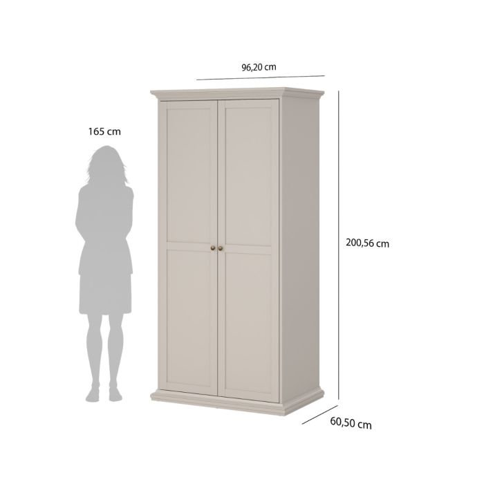 Paris Wardrobe with 2 Doors in Cashmere