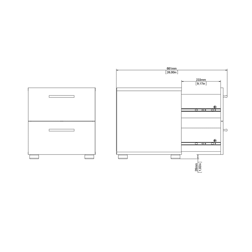 Pepe Bedside 2 Drawers in Oak with White High Gloss