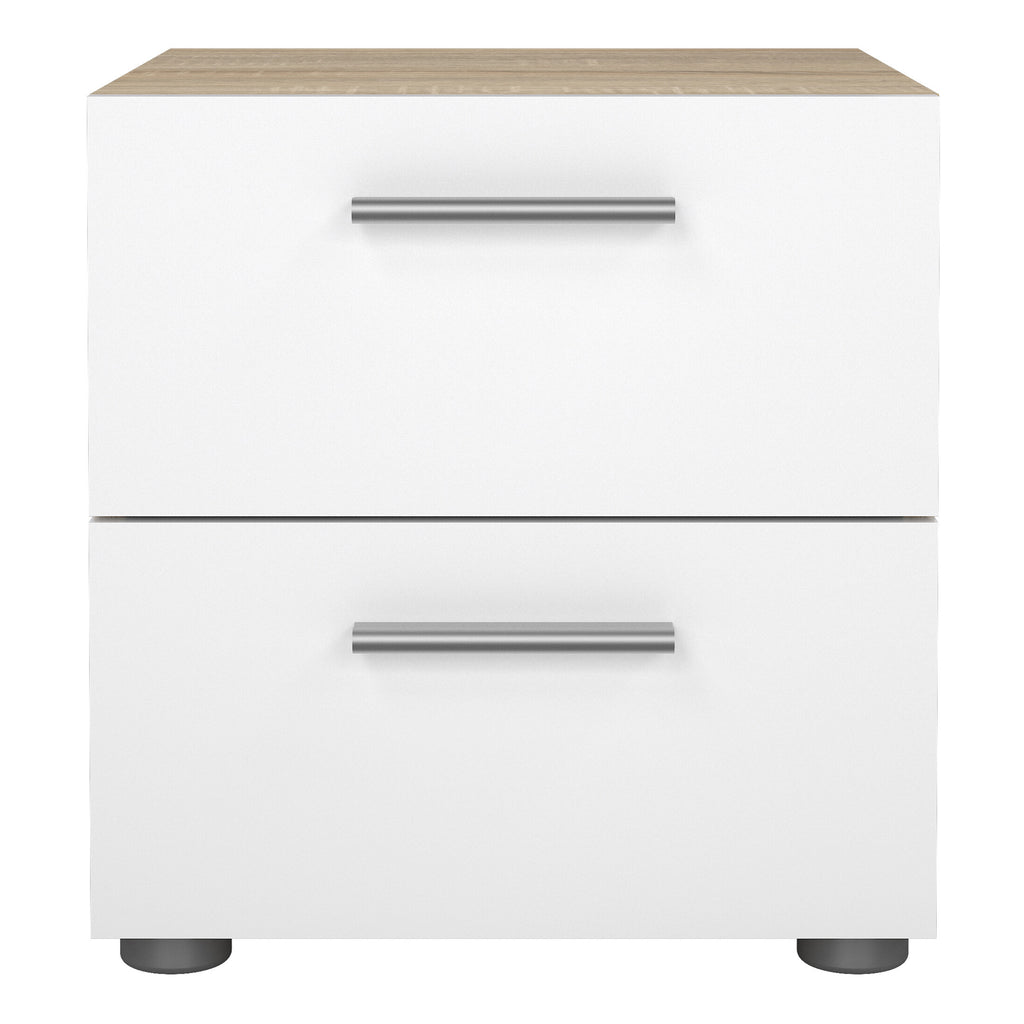 Pepe Bedside 2 Drawers in Oak with White High Gloss