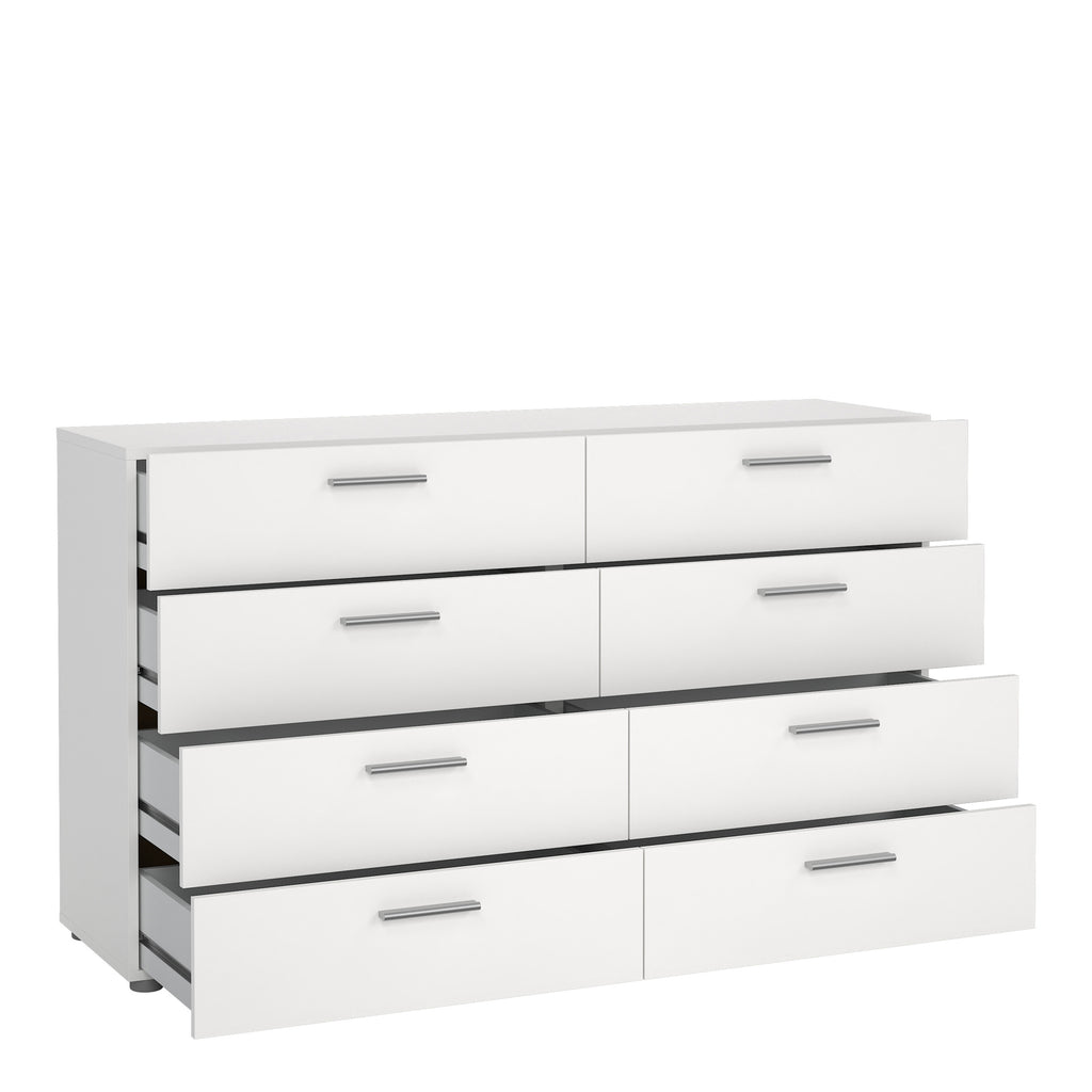 Pepe Wide Chest of 8 Drawers (4+4) in White