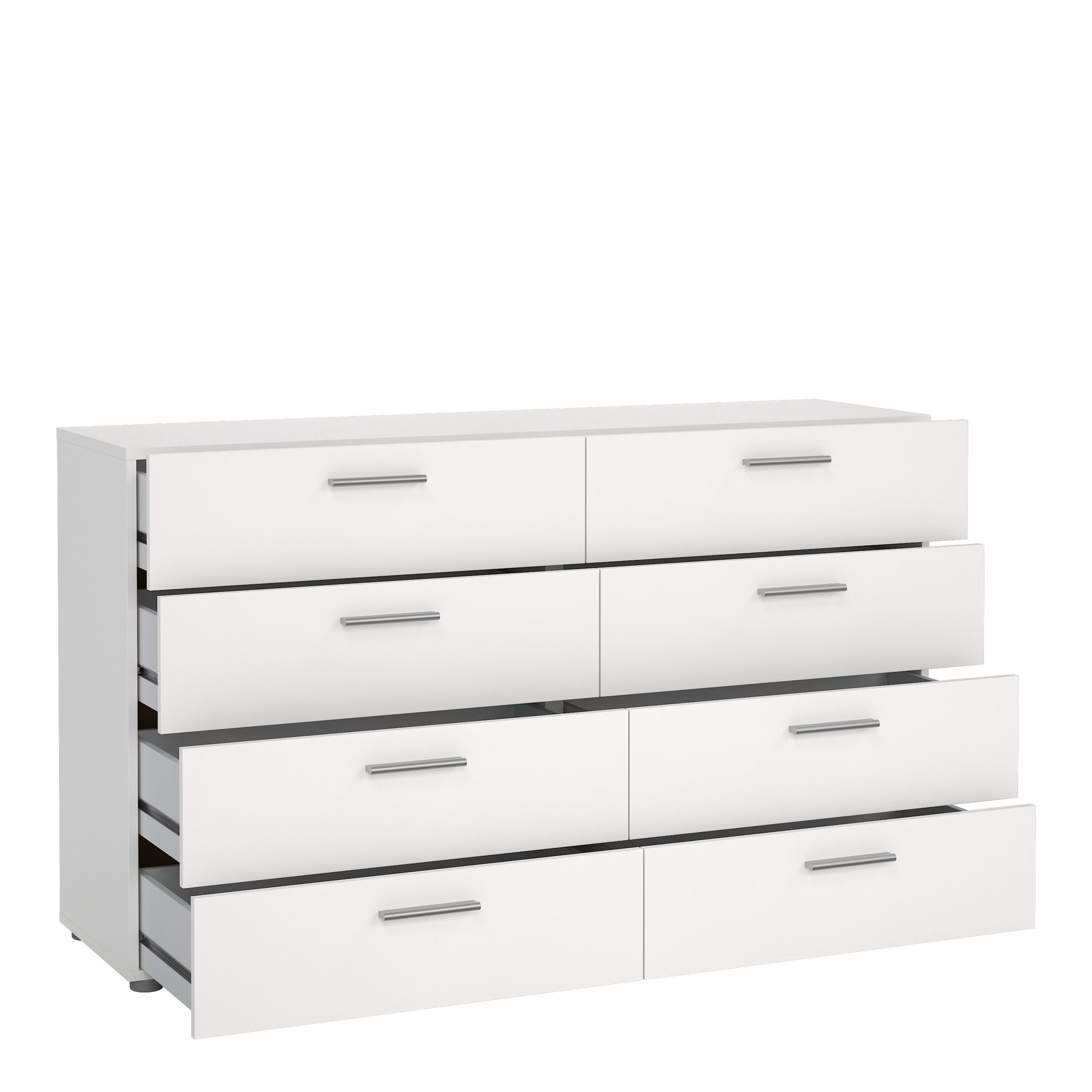 Pepe Wide Chest of 8 Drawers (4+4) in White