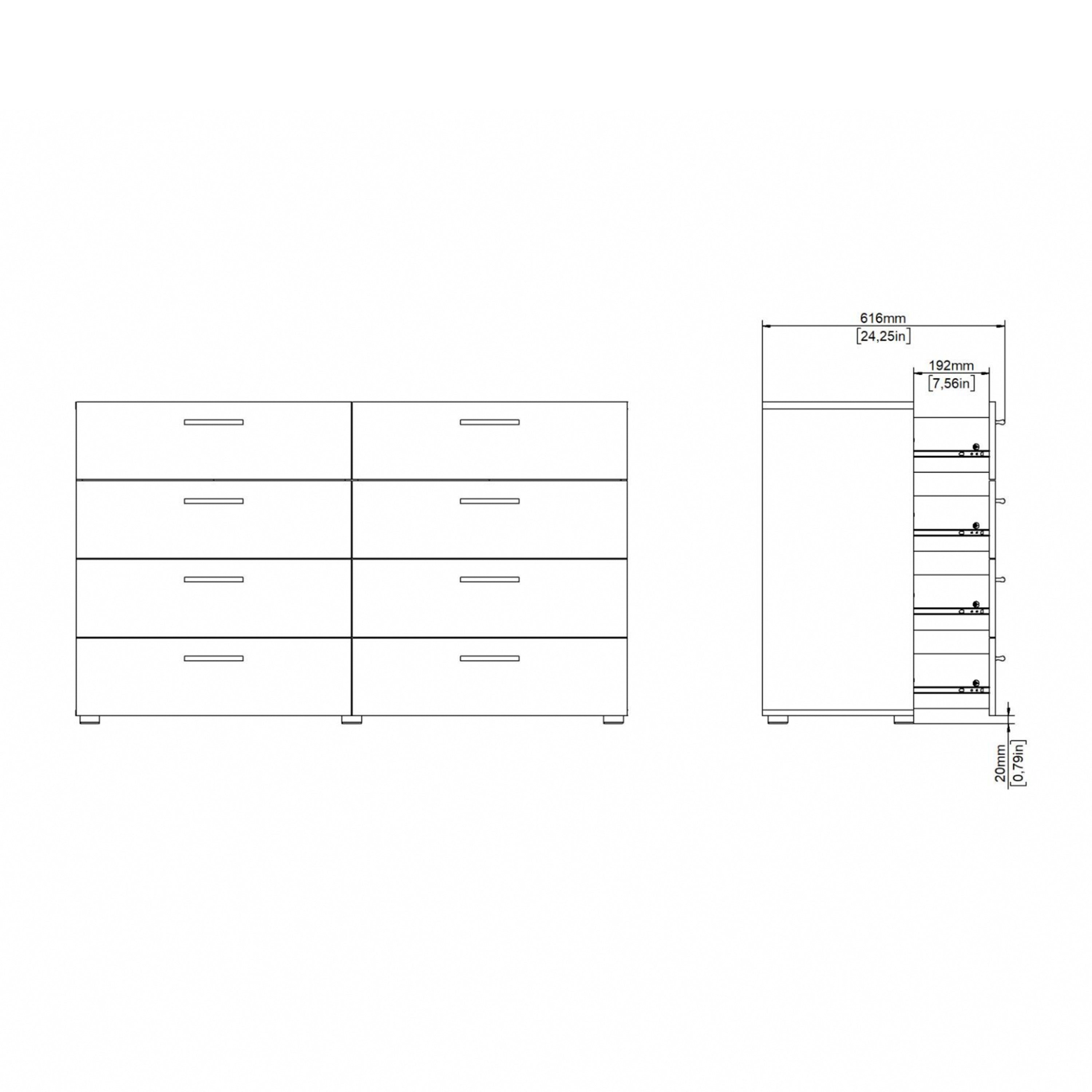 Pepe Wide Chest of 8 Drawers in Black