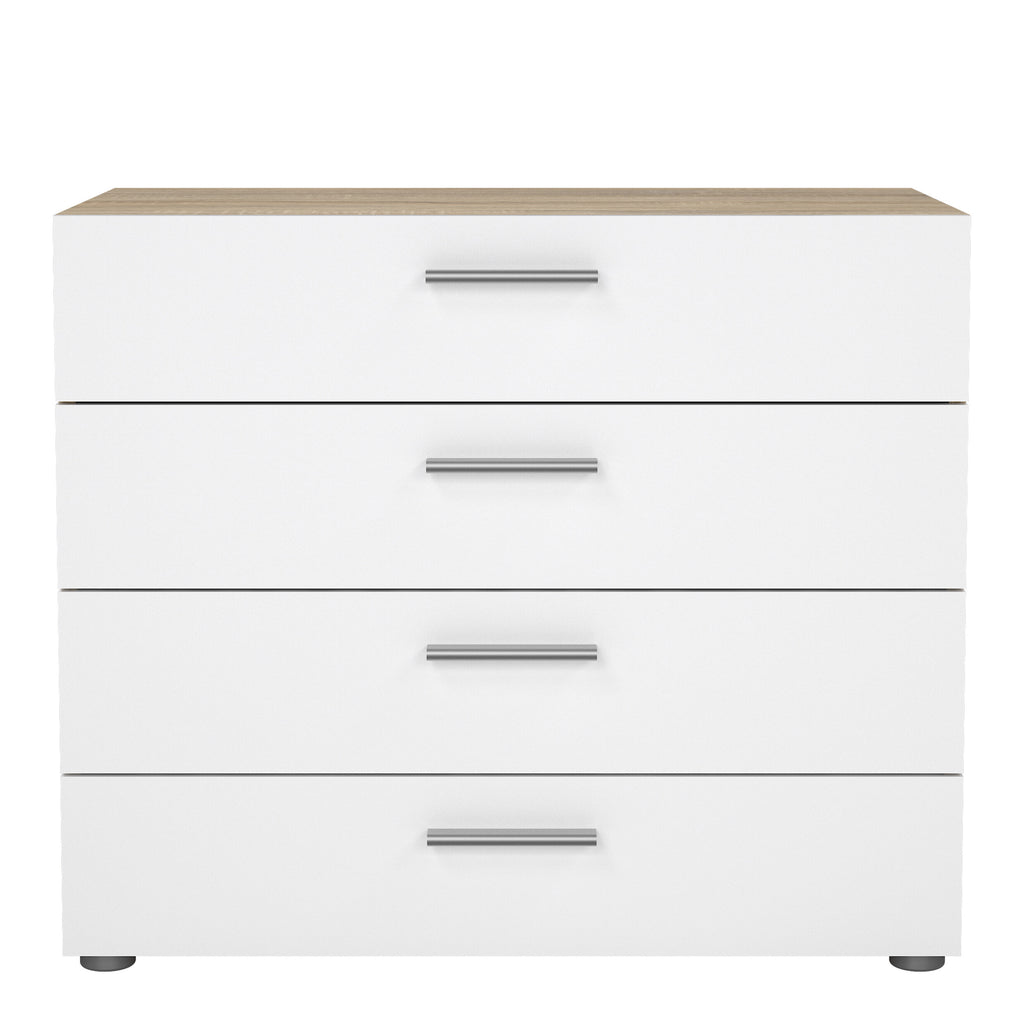 Pepe Chest of 4 Drawers in Oak with White High Gloss