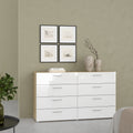 Pepe Wide Chest of 8 Drawers (4+4) in Oak structure/White High Gloss