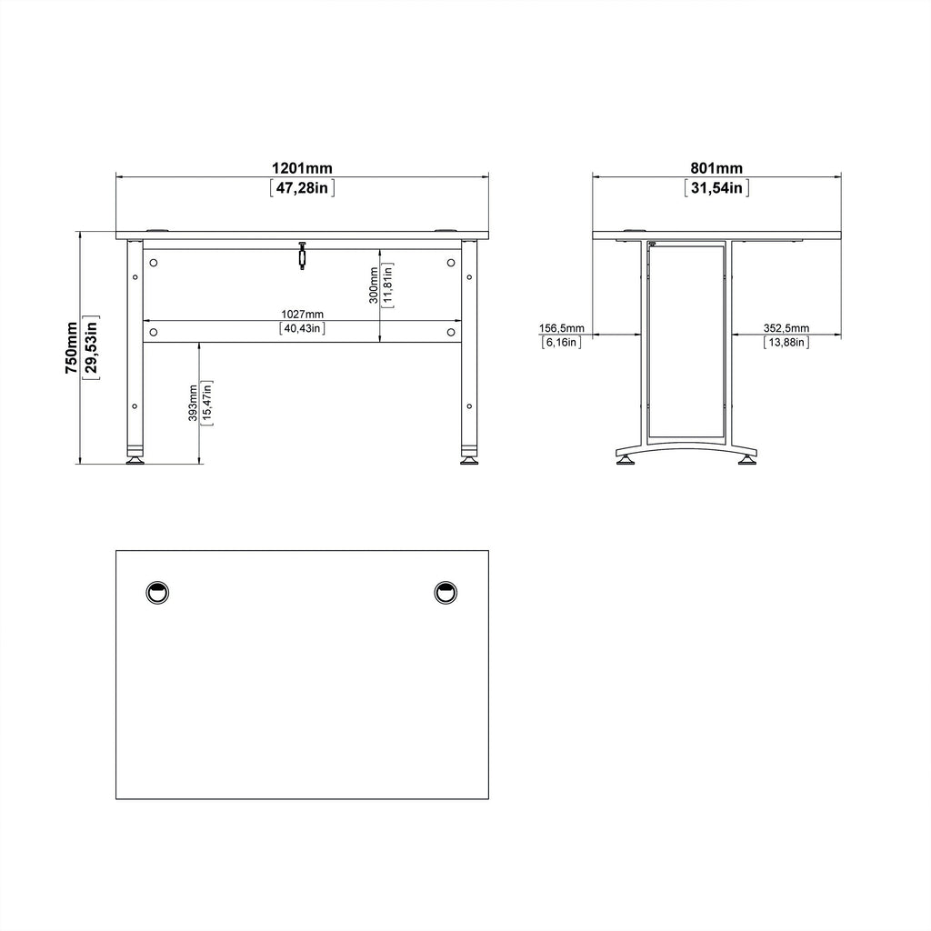 Prima Desk 120cm in White with Silver Grey Steel Legs