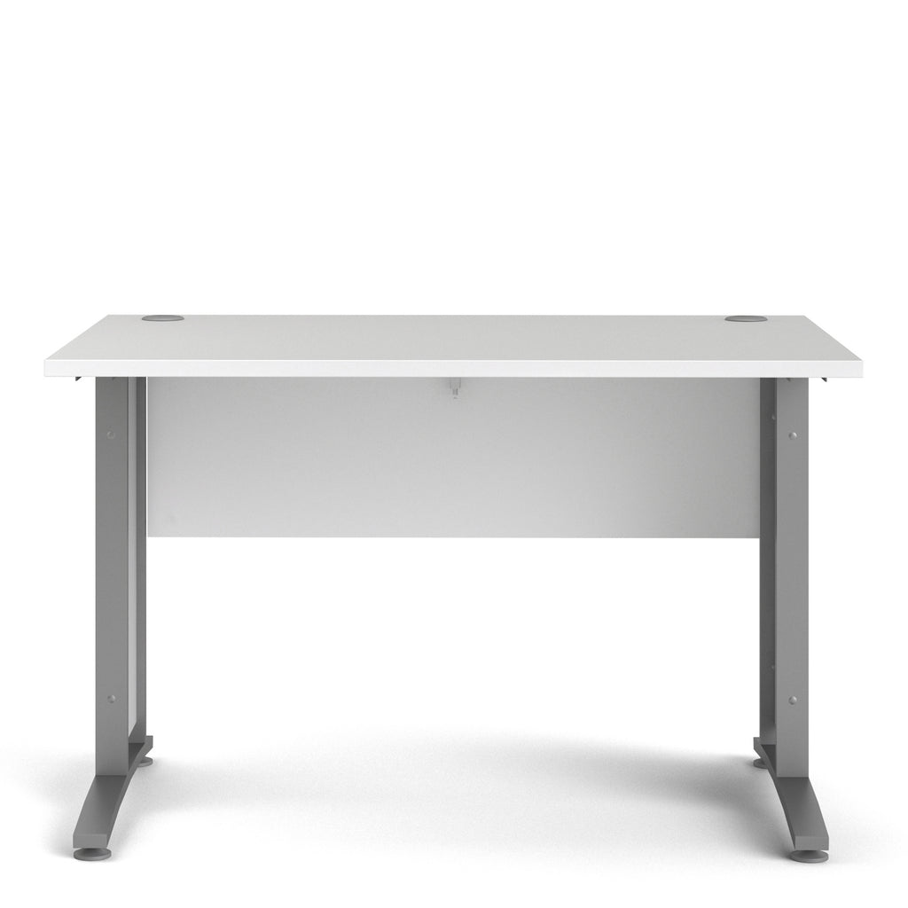 Prima Desk 120cm in White with Silver Grey Steel Legs