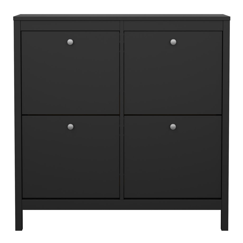 Madrid Shoe Cabinet 4 Flip Down Doors in Matt Black