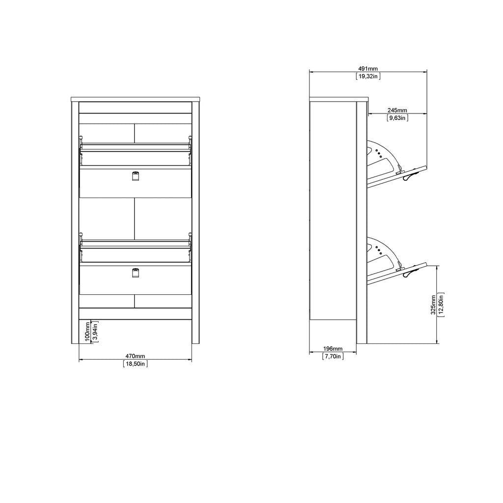 Madrid Shoe Cabinet 2 Flip Down Doors in Cashmere