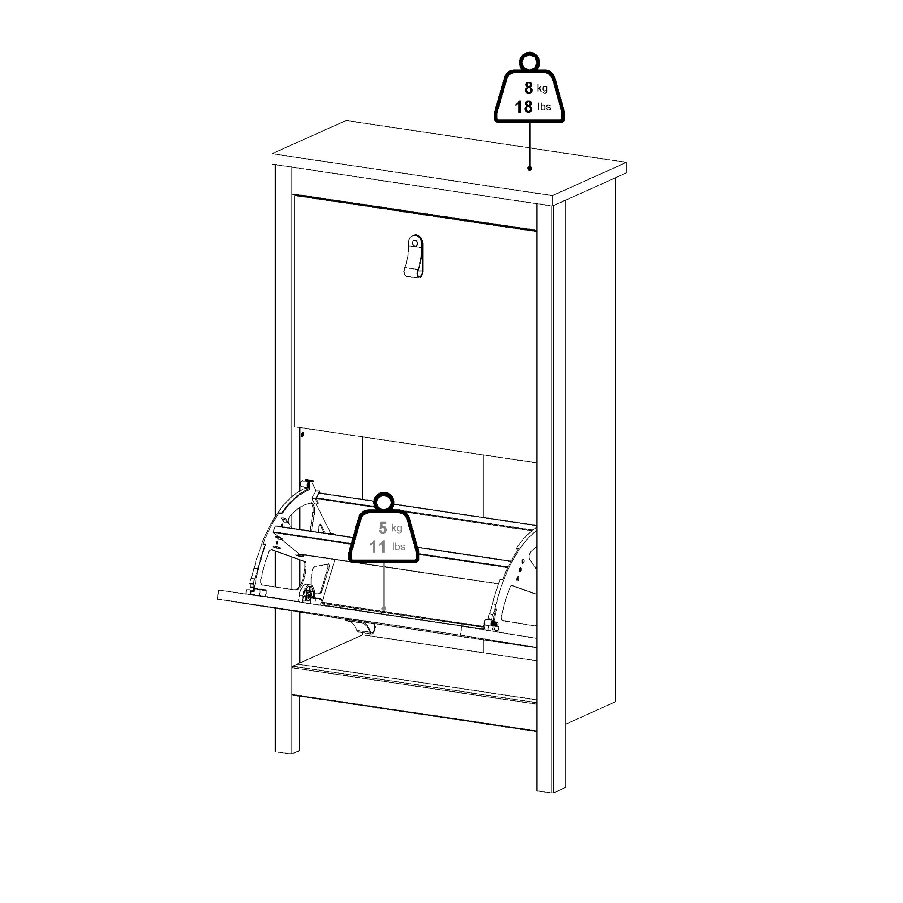 Madrid Shoe Cabinet 2 Flip Down Doors in Cashmere
