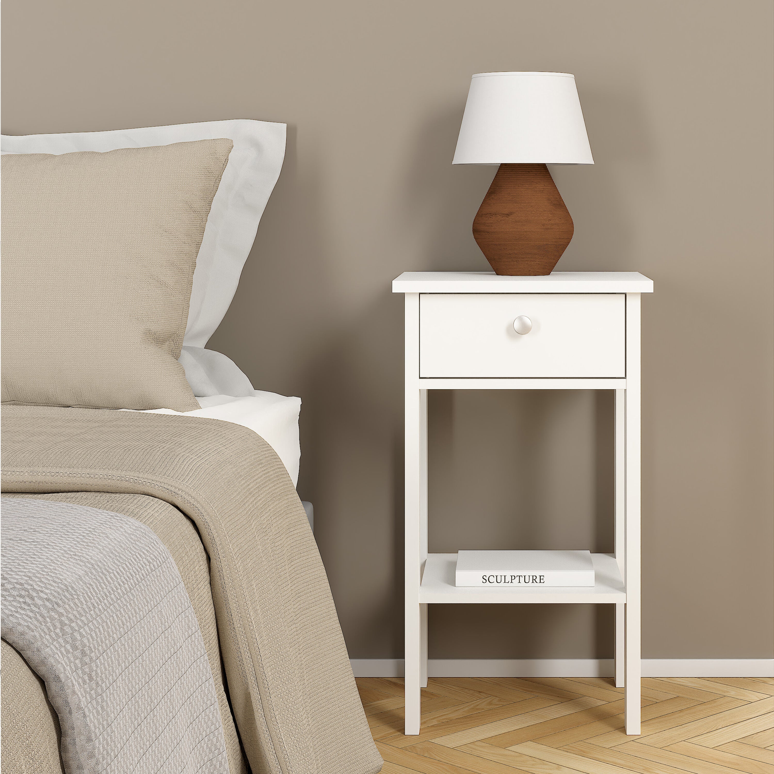 Madrid Bedside Table with 1 Drawer in Matt Black