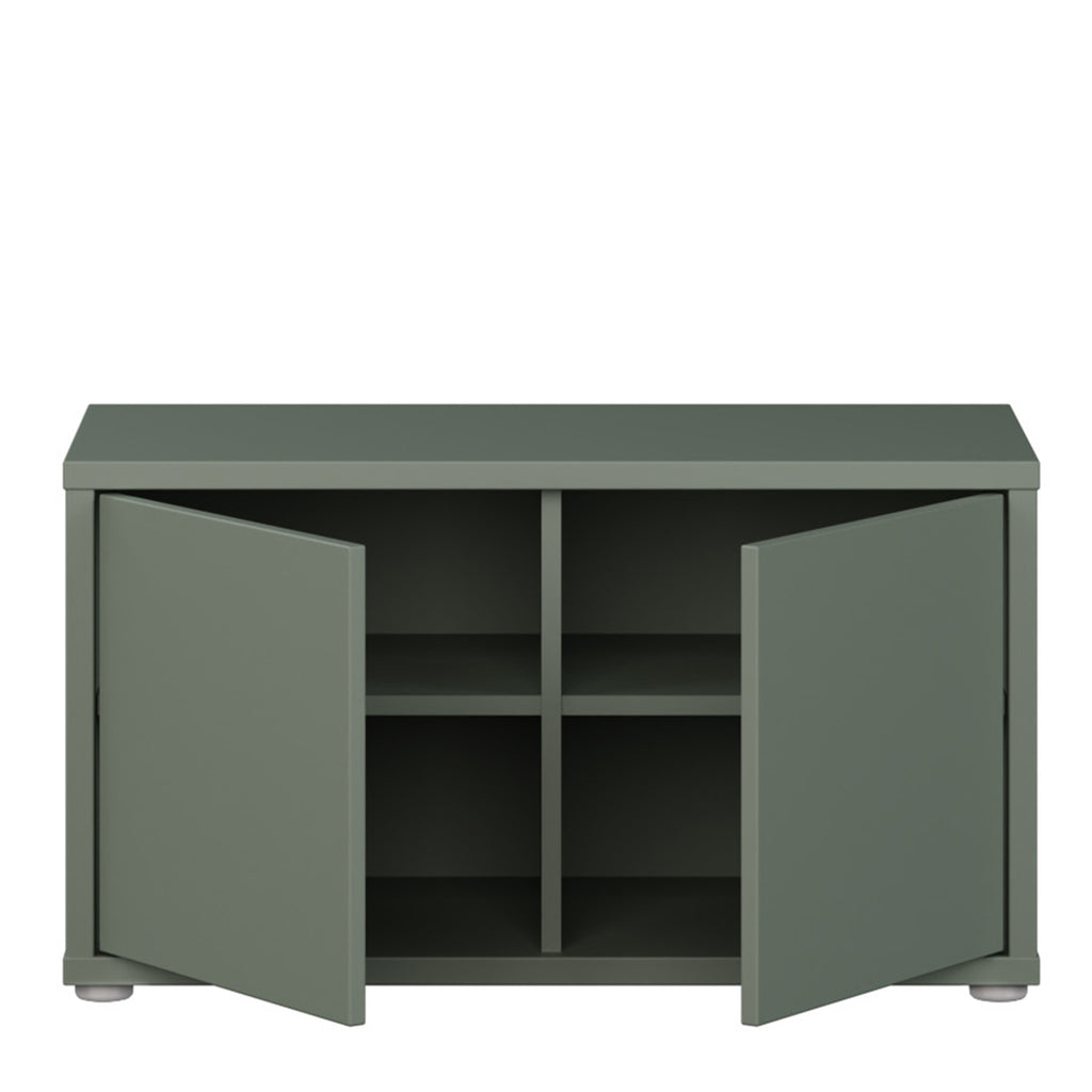 Alice Springs Bench with 2 Doors Push-to-Open in Sage Green
