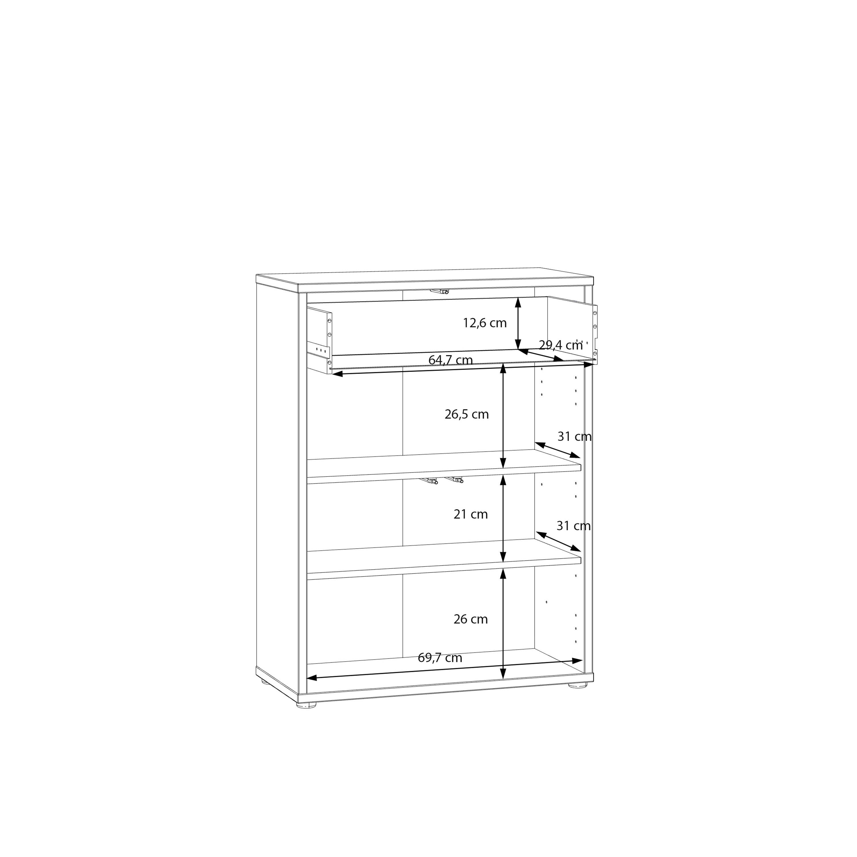 Alice Springs Shoe Cabinet with 2 Doors Push-to-Open & 1 Drawer Push-to-Open in Sand