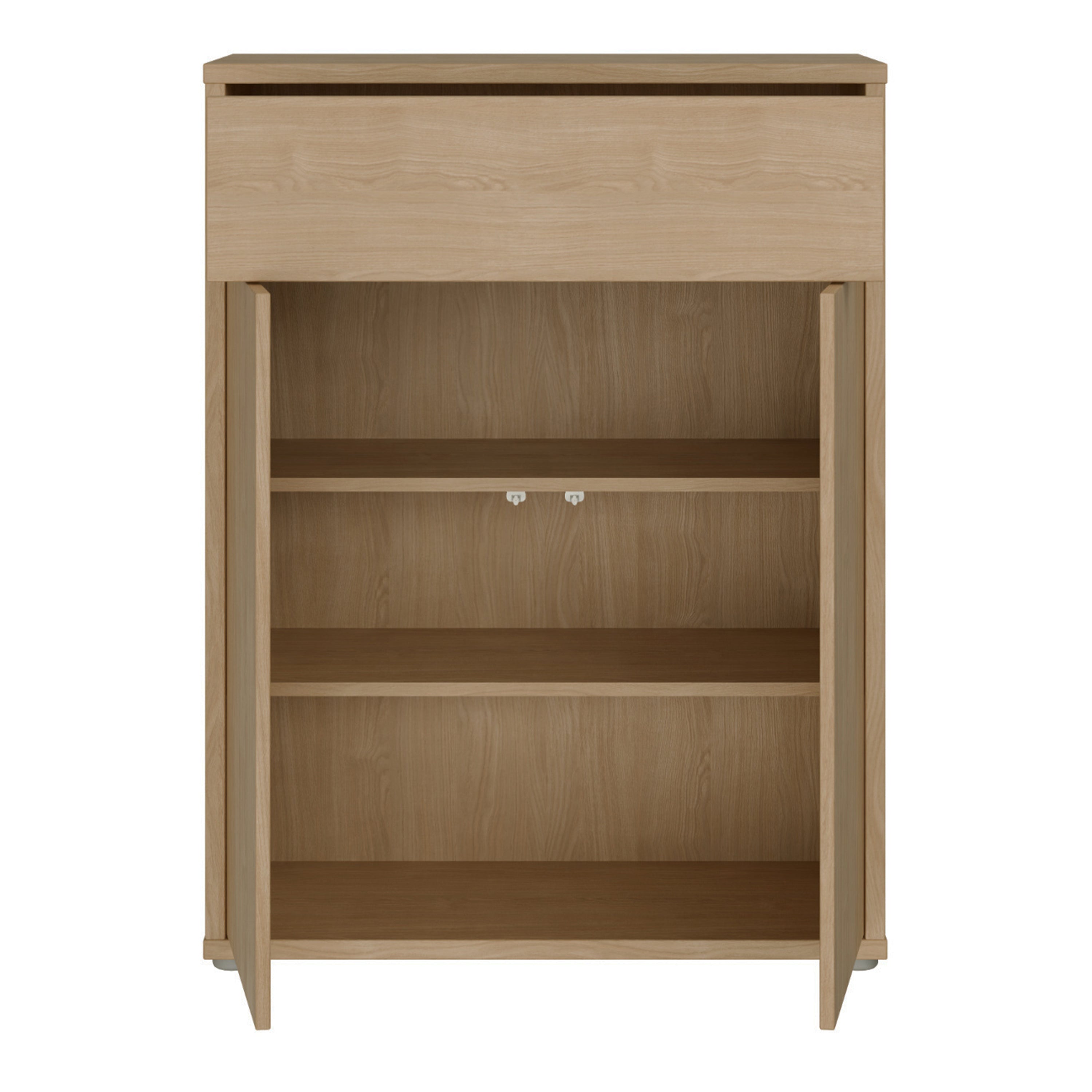 Alice Springs Shoe Cabinet with 2 Doors Push-to-Open & 1 Drawer Push-to-Open in Elegancia Oak