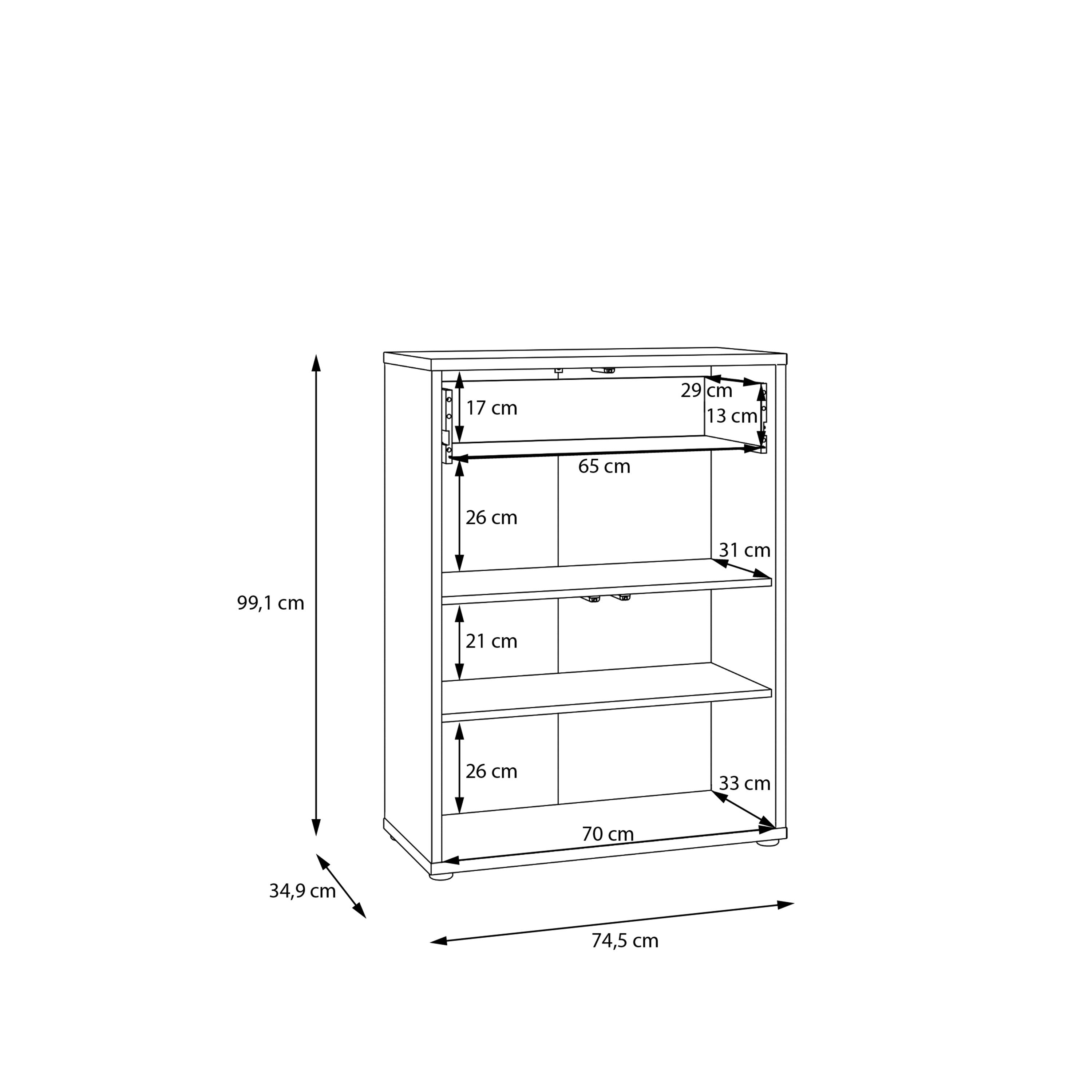 Alice Springs Shoe Cabinet with 2 Doors Push-to-Open & 1 Drawer Push-to-Open in Light Grey